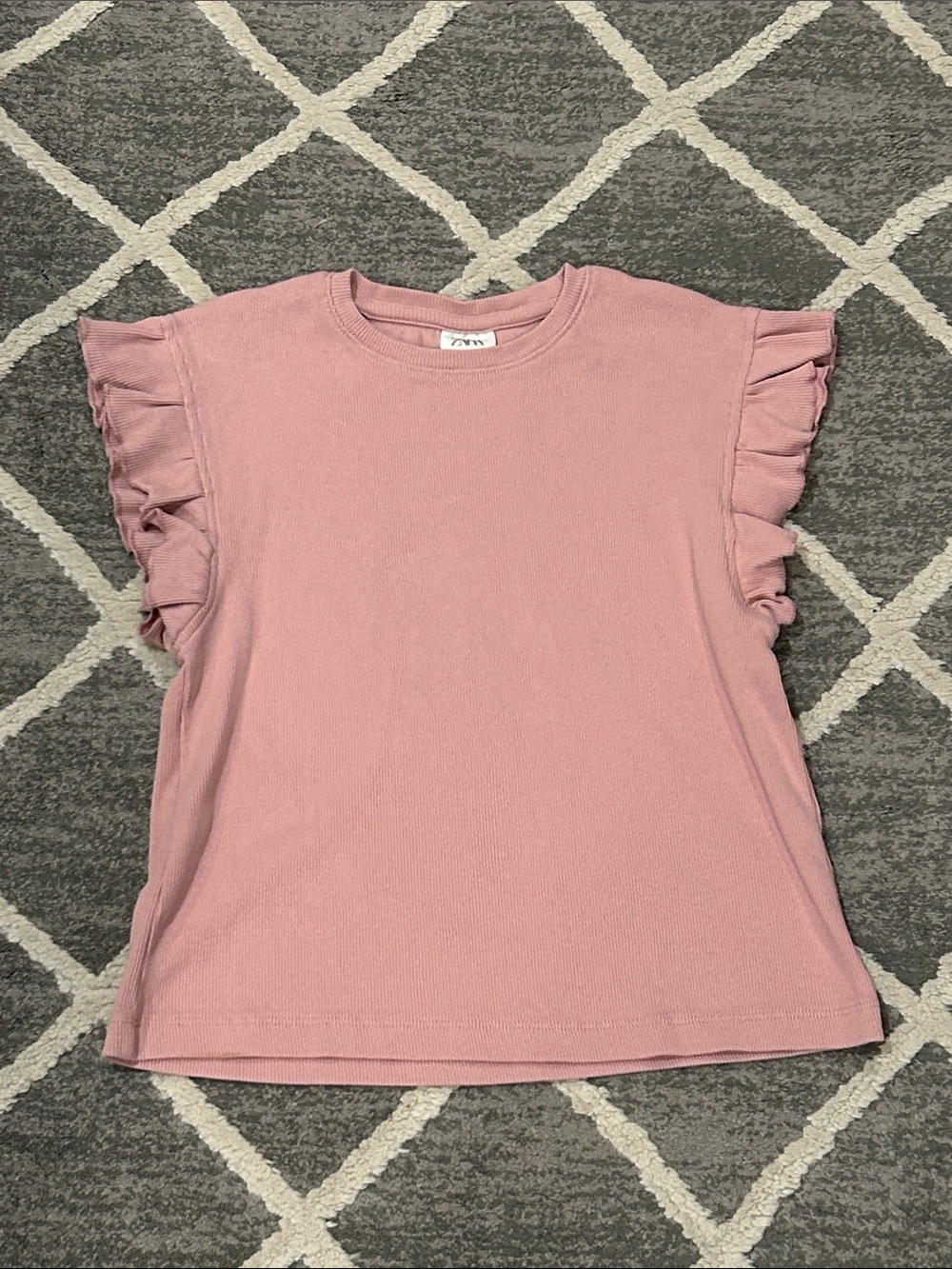 Zara Girls' Pink Ruffle Sleeve Top
